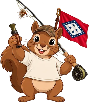 Shadrach the squirrel, dressed up for Arkansas