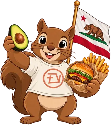 Shadrach the squirrel, dressed up for California