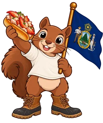 Shadrach the squirrel, dressed up for Maine