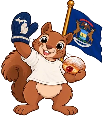 Shadrach the squirrel, dressed up for Michigan
