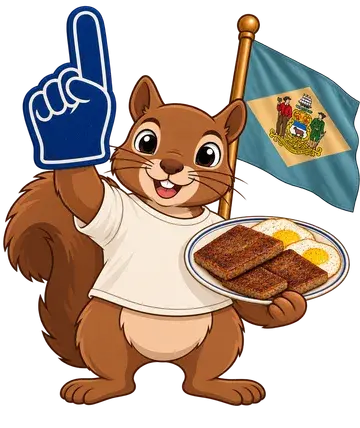 Shadrach the squirrel, dressed up for Delaware