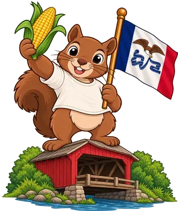 Shadrach the squirrel, dressed up for Iowa