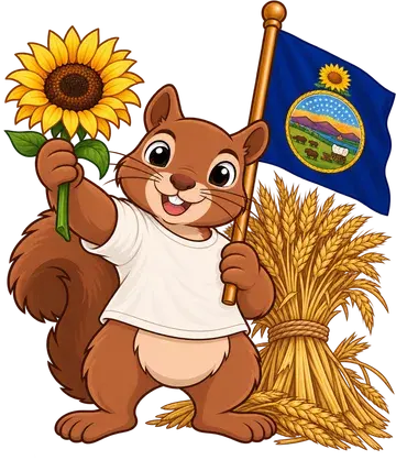 Shadrach the squirrel, dressed up for Kansas
