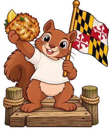 Shadrach the squirrel, dressed up for Maryland