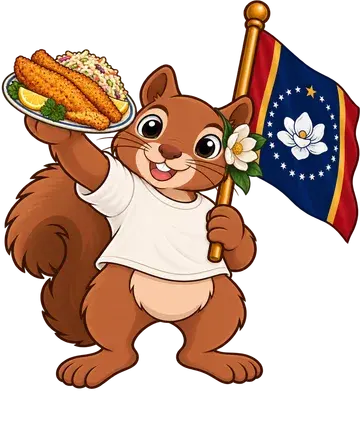 Shadrach the squirrel, dressed up for Mississippi