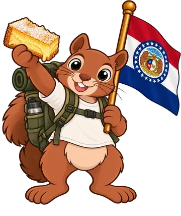 Shadrach the squirrel, dressed up for Missouri