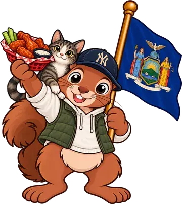 Shadrach the squirrel, dressed up for New York