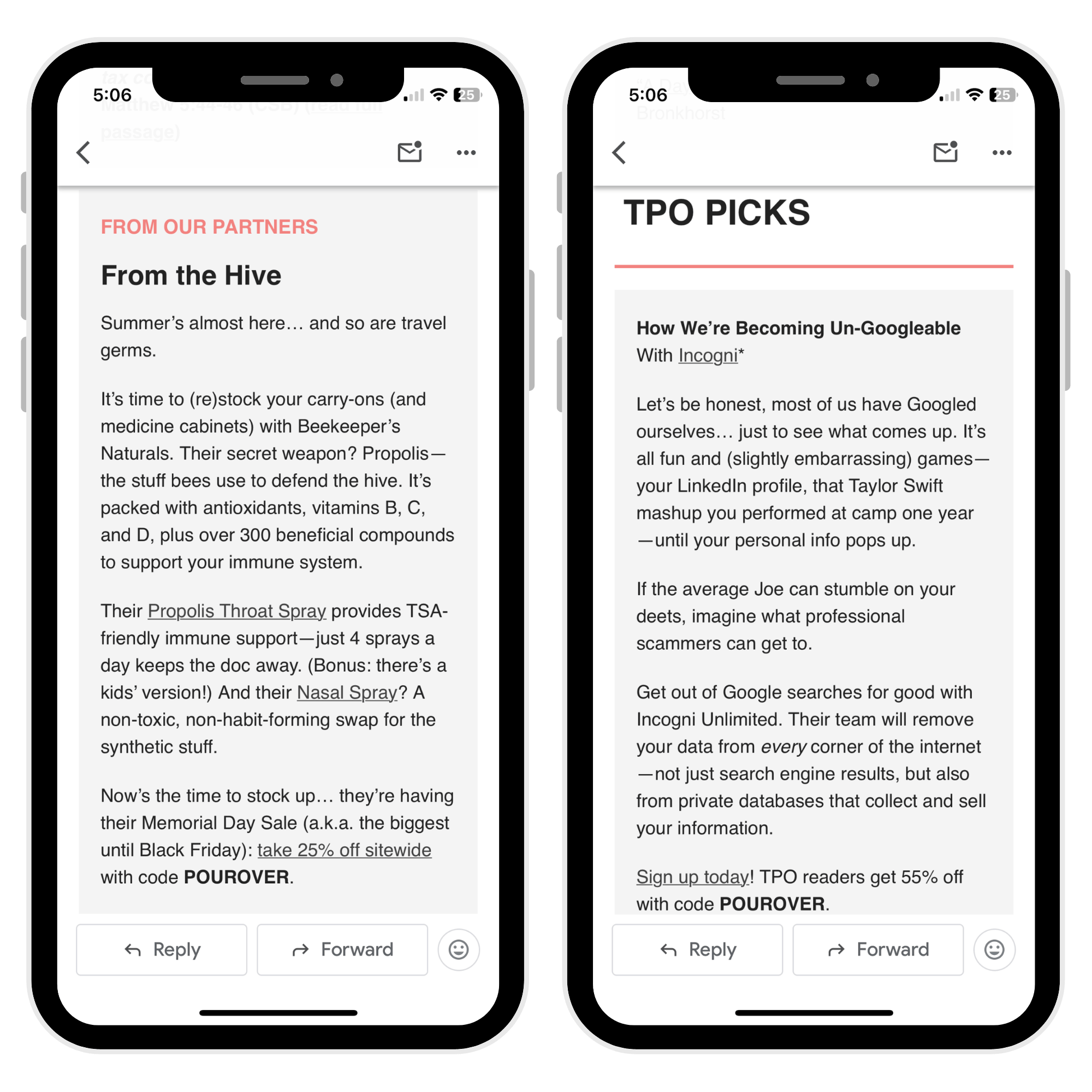 Newsletter ad example